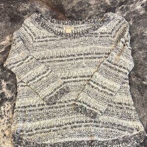 Lucky Brand Marled Gray & White Crewneck Sweater
